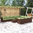 vidaXL Steel Garden Lounge Set in Green/Brown