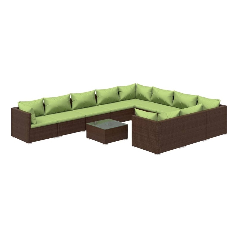 vidaXL Steel Garden Lounge Set in Green/Brown