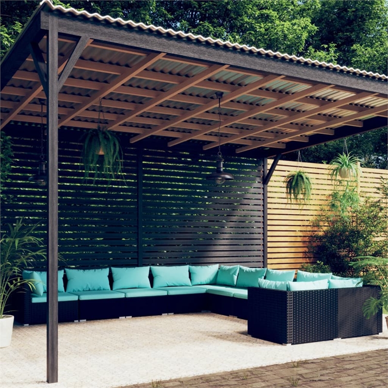 vidaXL 10 Piece Small Garden Lounge Set in Black