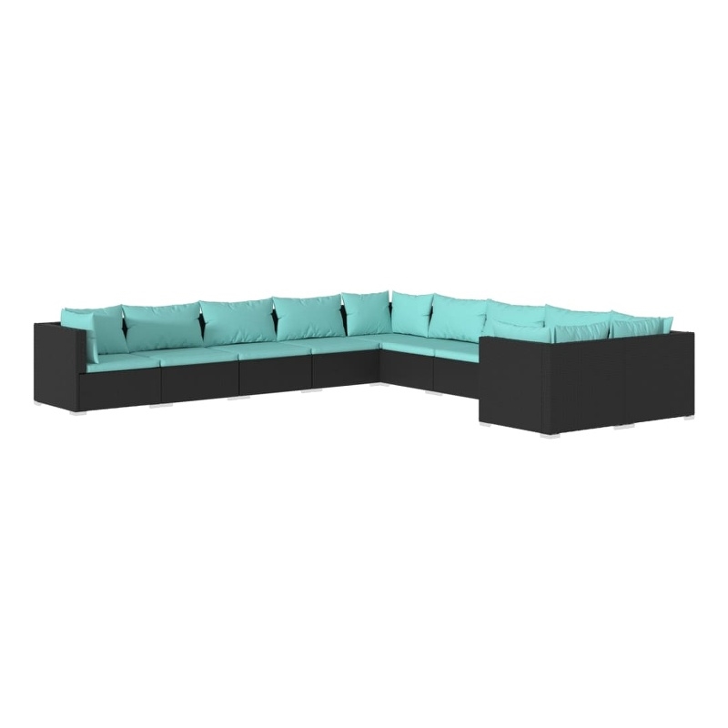 vidaXL 10 Piece Small Garden Lounge Set in Black