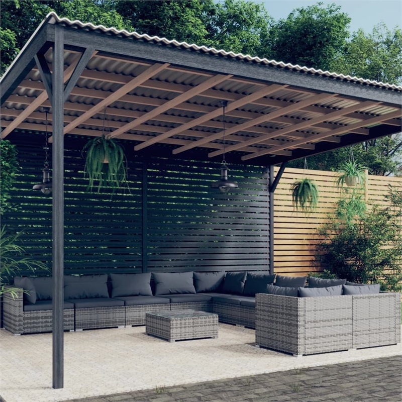 vidaXL 11 Piece Steel Garden Lounge Set in Gray