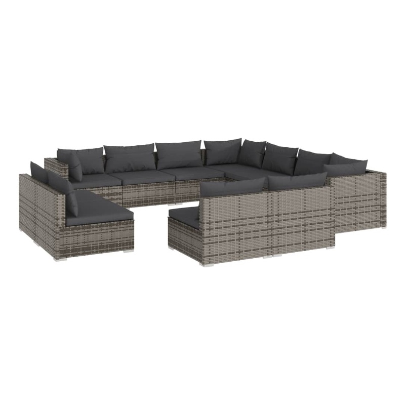 vidaXL 11 Piece Steel Garden Lounge Set in Gray