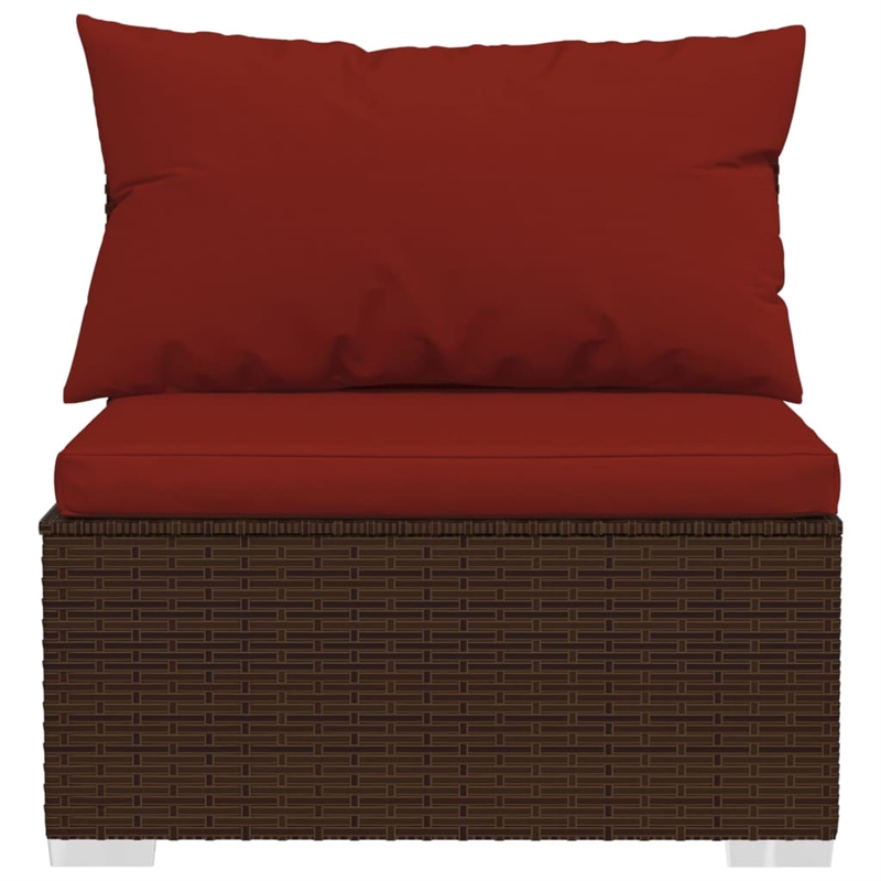 vidaXL Steel Large Garden Lounge Set in Red/Brown