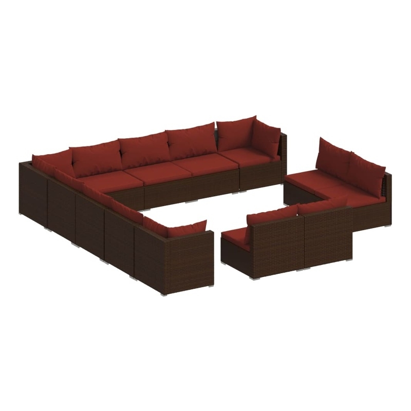 vidaXL Steel Large Garden Lounge Set in Red/Brown