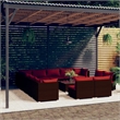 vidaXL 14 Piece Steel Garden Lounge Set in Red/Brown