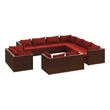 vidaXL 11 Piece Poly Rattan Garden Lounge Set in Brown