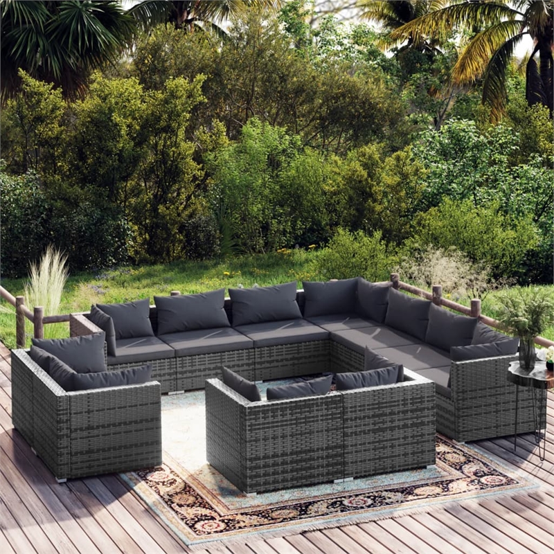 vidaXL 11 Piece Steel Garden Lounge Set in Gray