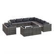 vidaXL 11 Piece Steel Garden Lounge Set in Gray