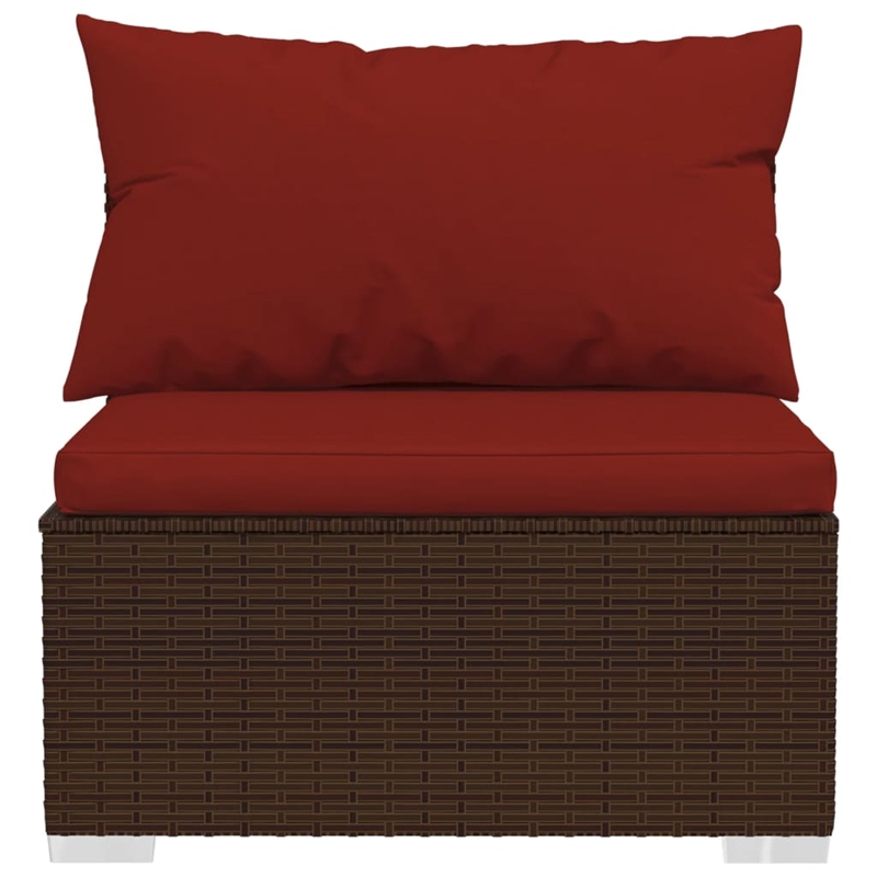 vidaXL 12 Piece Steel Garden Lounge Set in Red/Brown