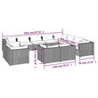 vidaXL 12 Piece Steel Large Garden Lounge Set in Gray
