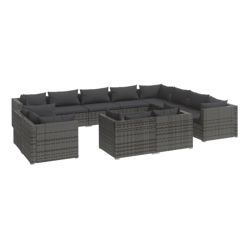 vidaXL 12 Piece Steel Large Garden Lounge Set in Gray