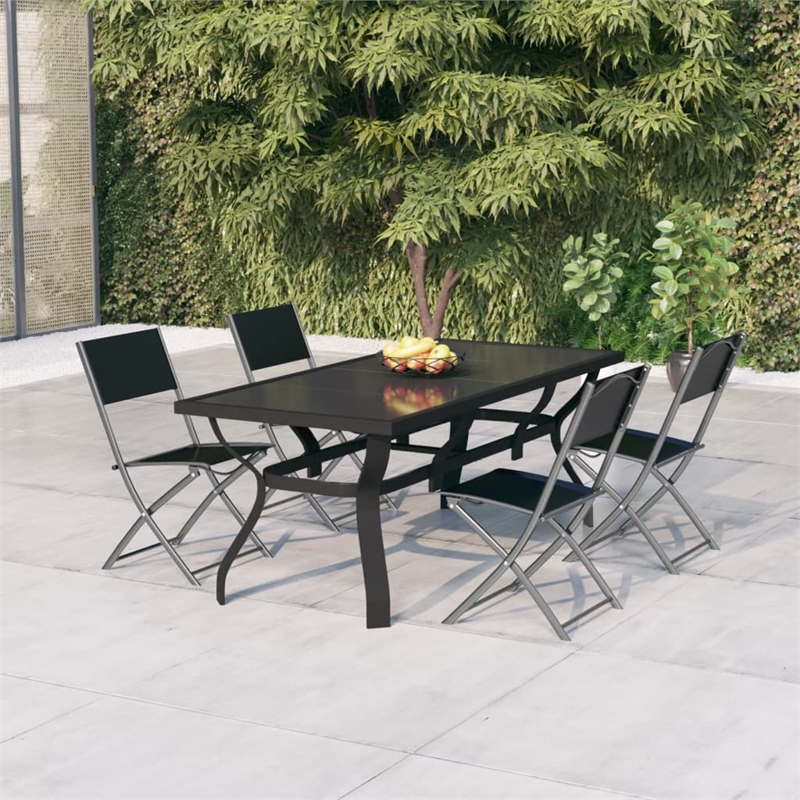 vidaXL 5 Piece Steel Small Dining Set in Black/Gray