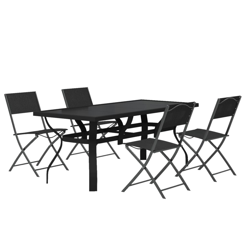 vidaXL 5 Piece Steel Small Dining Set in Black/Gray