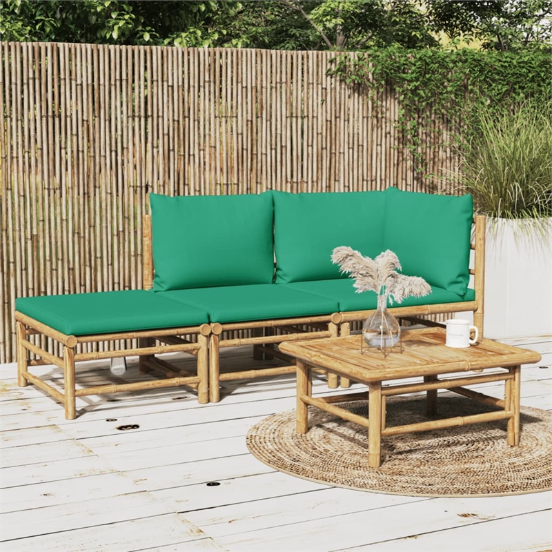 vidaXL 3 Piece Bamboo Garden Lounge Set in Green/Natural