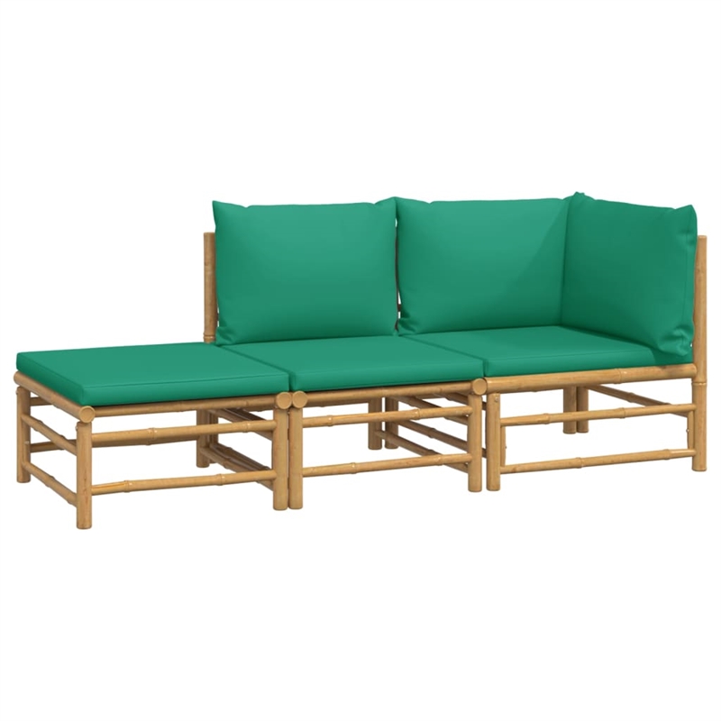 vidaXL 3 Piece Bamboo Garden Lounge Set in Green/Natural