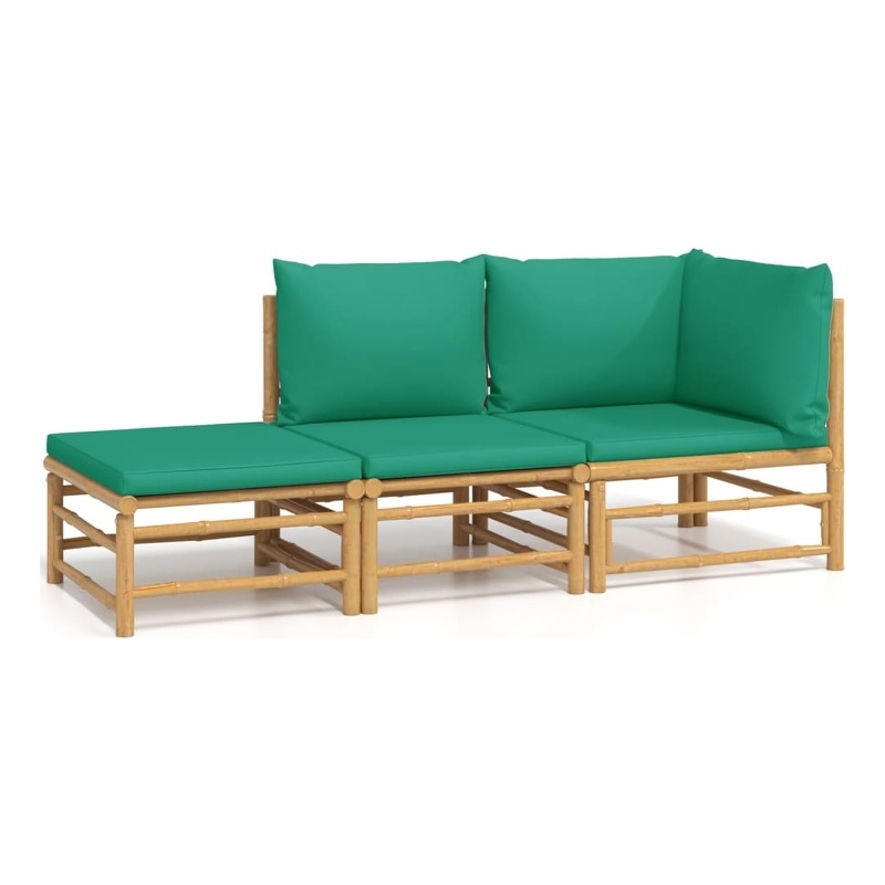 vidaXL 3 Piece Bamboo Garden Lounge Set in Green/Natural
