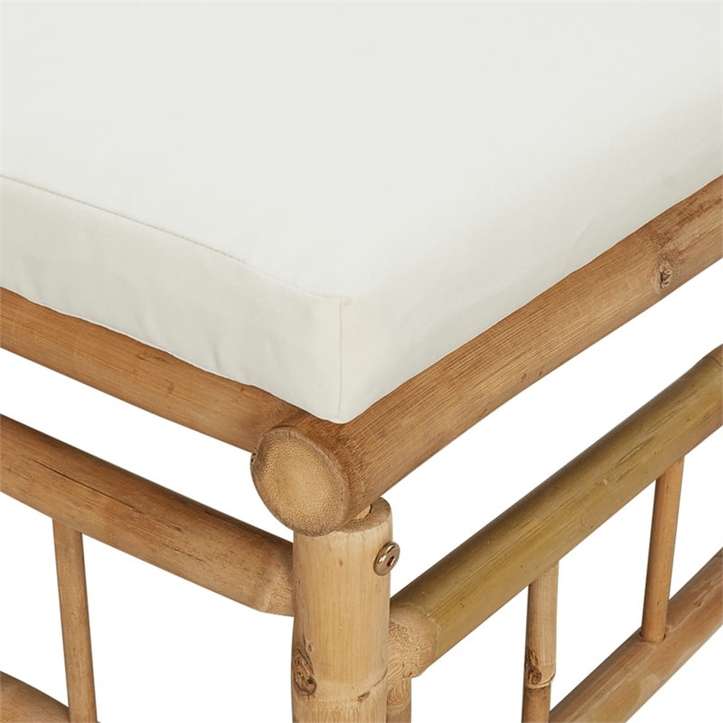vidaXL Bamboo Sofa in White/Cream/Natural