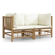 vidaXL Bamboo Sofa in White/Cream/Natural