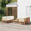 vidaXL 9 Piece Bamboo Large Garden Lounge Set in White/Cream
