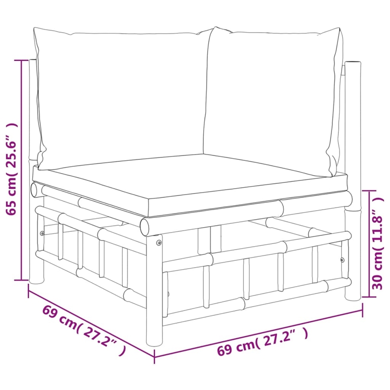 vidaXL 9 Piece Bamboo Large Garden Lounge Set in White/Cream