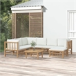 vidaXL Bamboo Garden Lounge Set in White/Cream