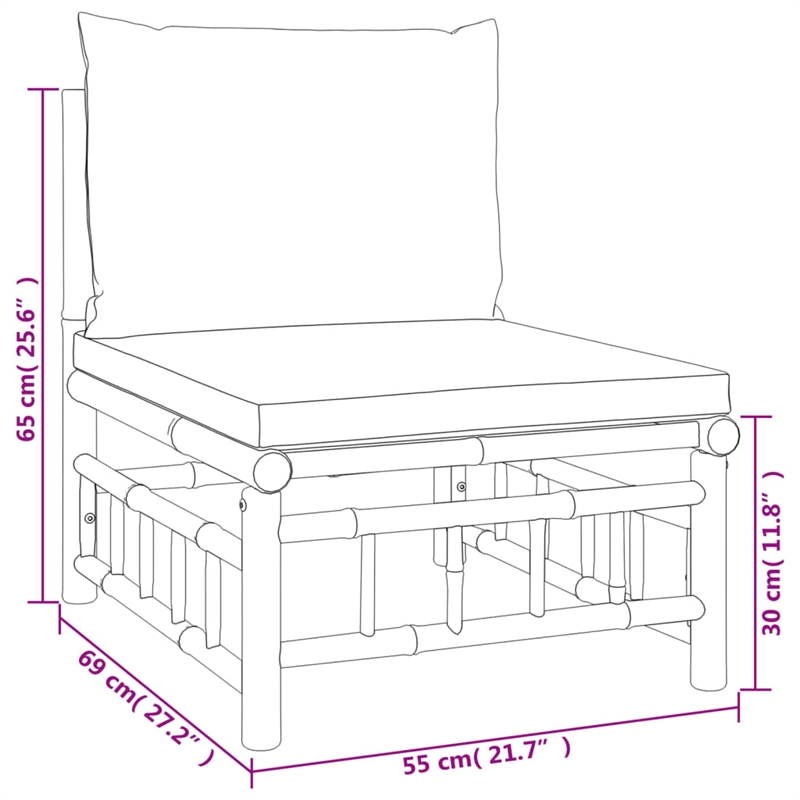 vidaXL Bamboo Garden Lounge Set in White/Cream
