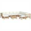 vidaXL Bamboo Large Garden Lounge Set in White/Cream