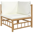 vidaXL Bamboo Large Garden Lounge Set in White/Cream