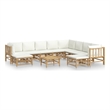 vidaXL Bamboo Large Garden Lounge Set in White/Cream
