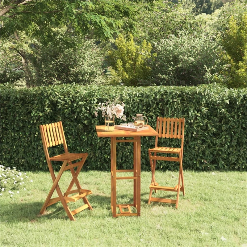 vidaXL Solid Acacia Wood Small Bar Set in Natural