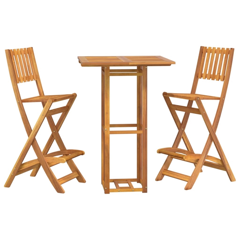 vidaXL Solid Acacia Wood Small Bar Set in Natural