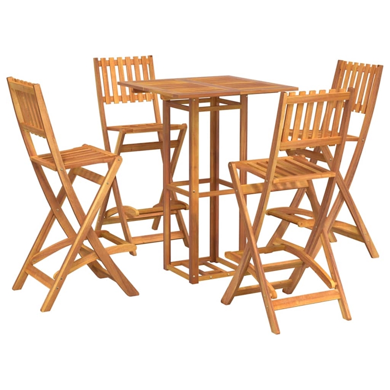 vidaXL 5 Piece Solid Acacia Wood Standard Bar Set in Natural