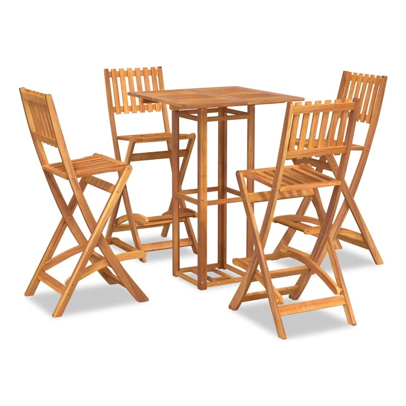 vidaXL 5 Piece Solid Acacia Wood Standard Bar Set in Natural