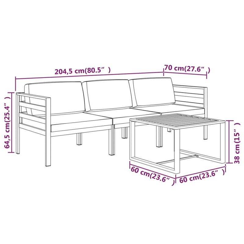 vidaXL 4 Piece Aluminum Garden Lounge Set in Anthracite