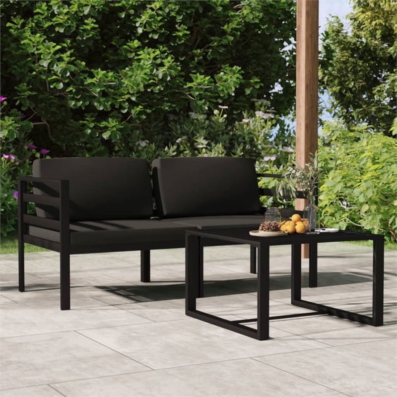 vidaXL 3 Piece Aluminum Medium Garden Lounge Set in Anthracite