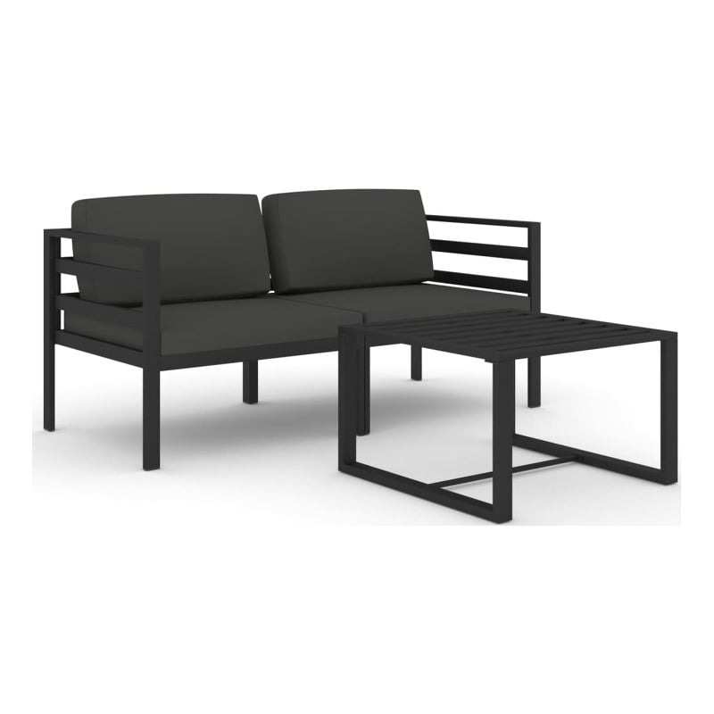 vidaXL 3 Piece Aluminum Medium Garden Lounge Set in Anthracite