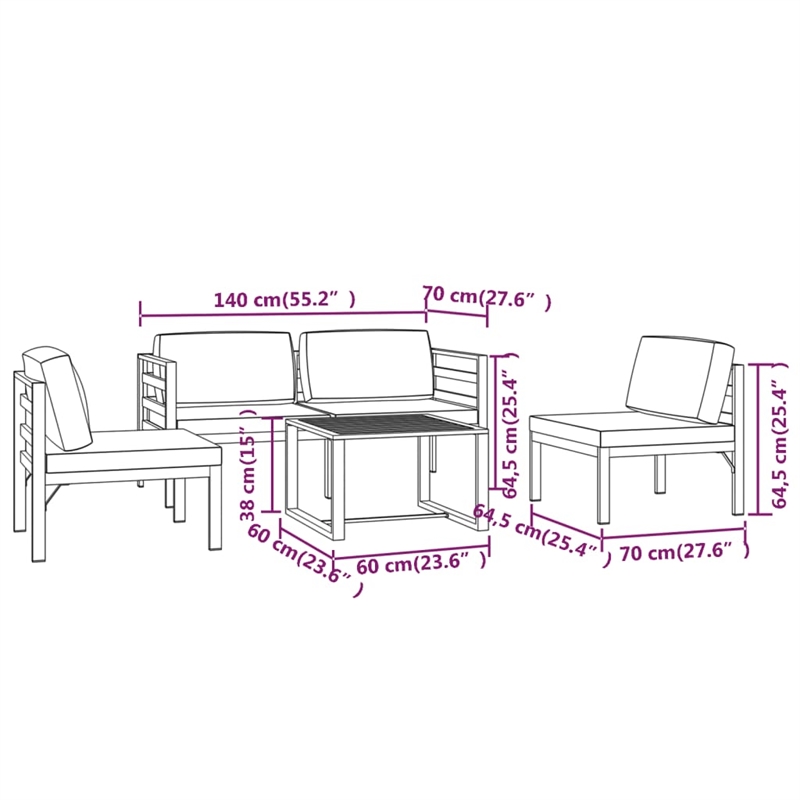 vidaXL Aluminum Garden Lounge Set in Anthracite