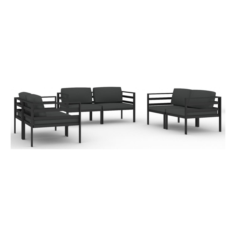 vidaXL 6 Piece Aluminum Large Garden Lounge Set in Anthracite