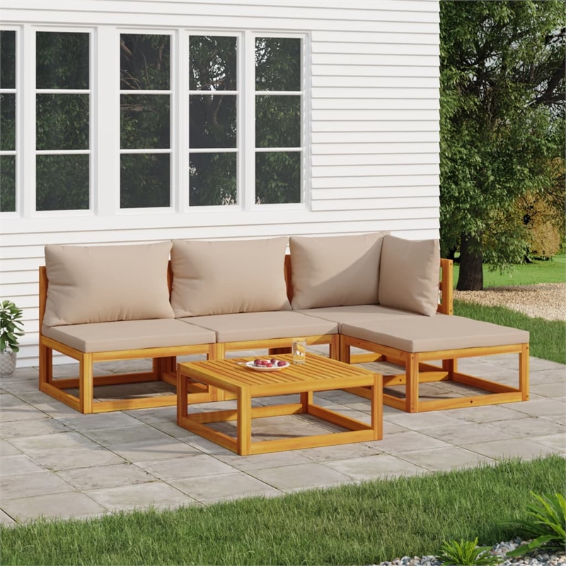 vidaXL 5 Piece Solid Acacia Wood Medium Garden Lounge Set