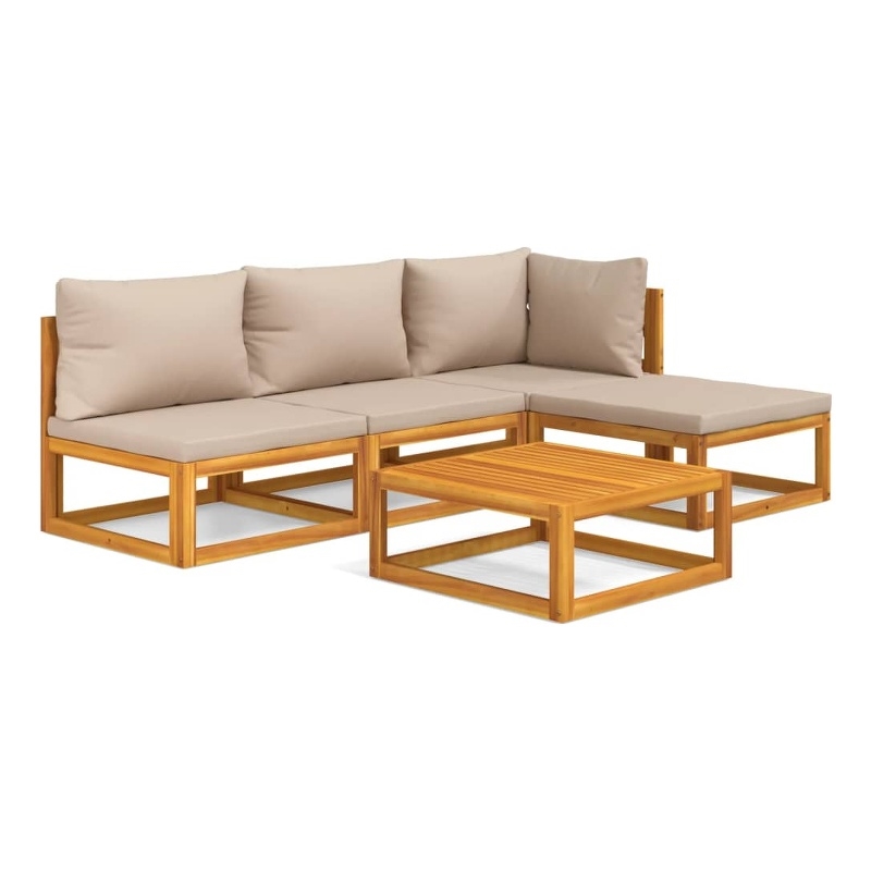 vidaXL 5 Piece Solid Acacia Wood Medium Garden Lounge Set