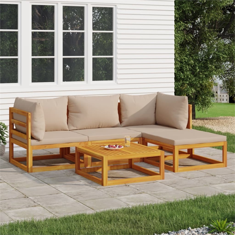 vidaXL 5 Piece Solid Acacia Wood Garden Lounge Set