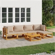 vidaXL 6 Piece Solid Acacia Wood Large Garden Lounge Set
