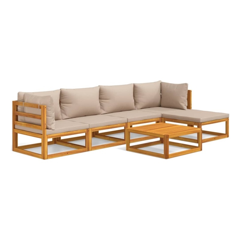 vidaXL 6 Piece Solid Acacia Wood Large Garden Lounge Set