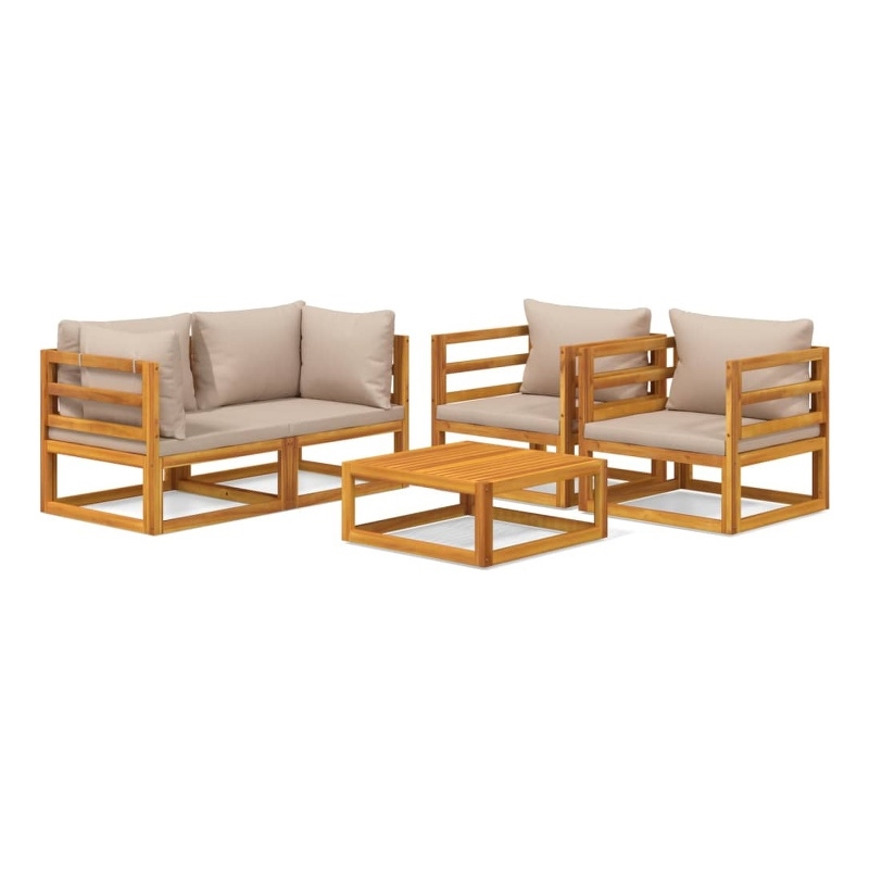 vidaXL 5 Piece Solid Acacia Wood Garden Lounge Set