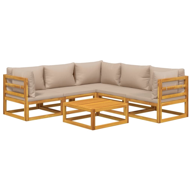vidaXL 6 Piece Solid Acacia Wood Small Garden Lounge Set