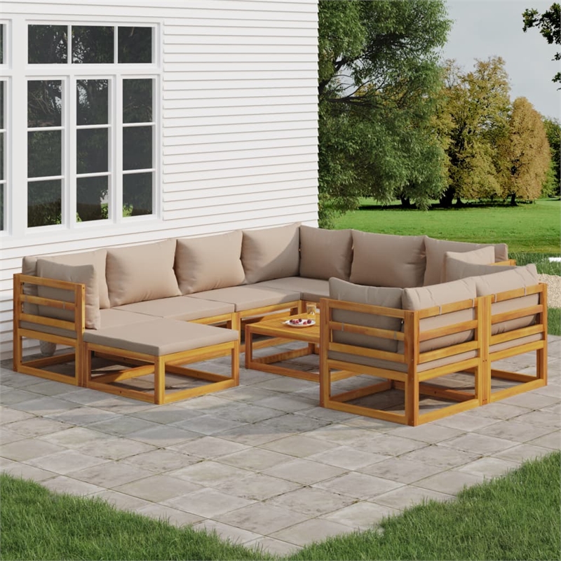 vidaXL 10 Piece Solid Acacia Wood Standard Garden Lounge Set