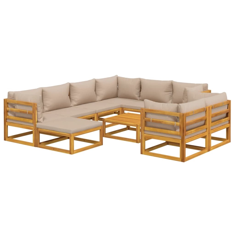 vidaXL 10 Piece Solid Acacia Wood Standard Garden Lounge Set