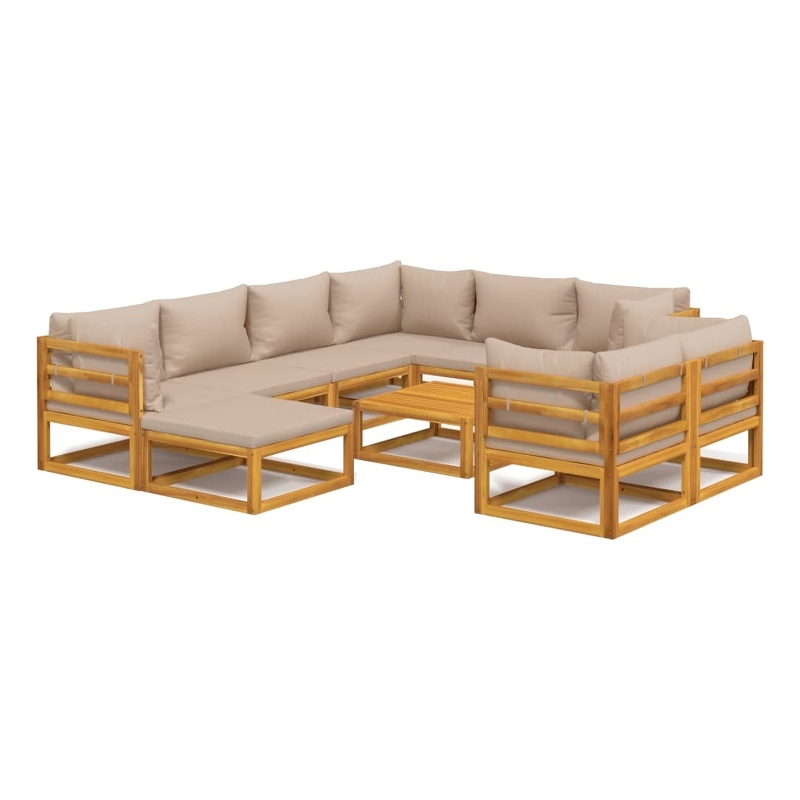 vidaXL 10 Piece Solid Acacia Wood Standard Garden Lounge Set
