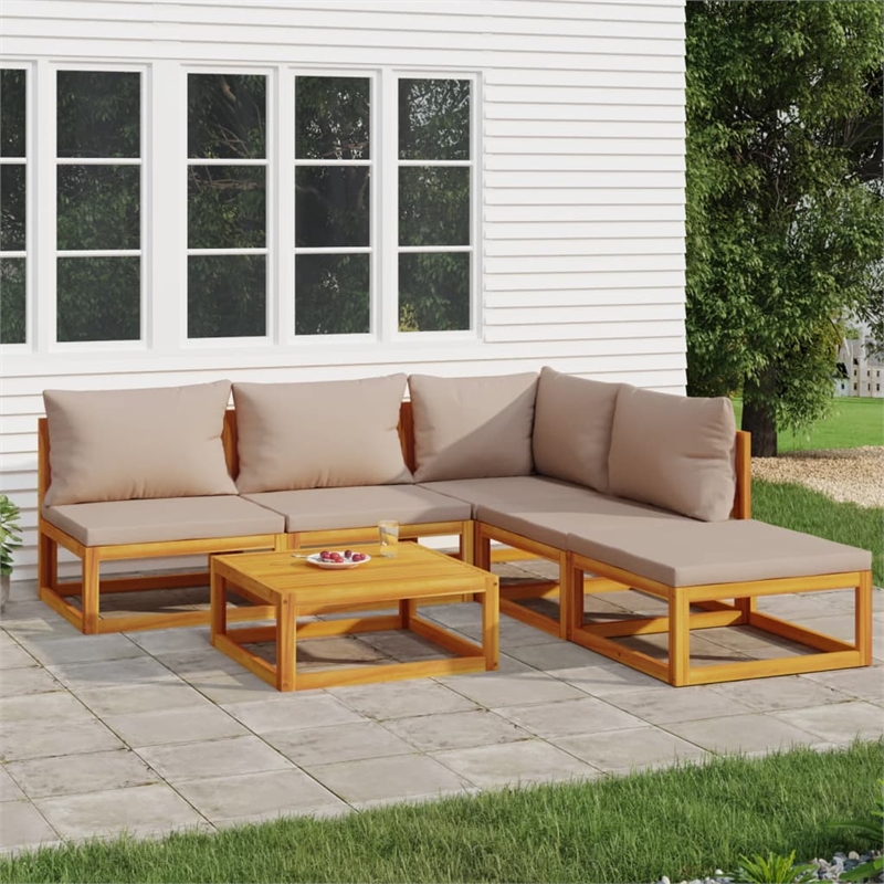 vidaXL 6 Piece Solid Acacia Wood Garden Lounge Set