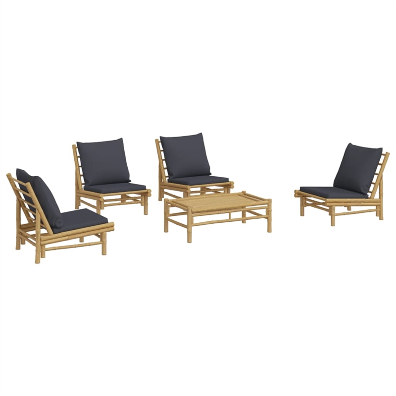 vidaXL Bamboo Garden Lounge Set in Gray/Natural